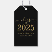 Klas van 2025 Black Gold Script Afstuderen  Cadeaulabel (Achterkant)