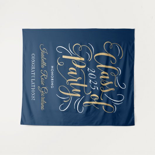 Klas van 2025 Gouden Marine-Aangepaste Afstudeerfe Wandkleed (Voorkant (horizontaal))