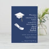 Klas van 2025 Navy Blauwe en Witte Foto Afsluiting Kaart (Staand voorkant)