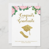 Klas van 2025 Roze Wit en Gouden Foto Afstuderen Aankondiging (Achterkant)