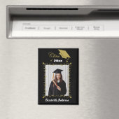 Klas van 2025 Zwart Gouden Doppenseel Schrift Foto Magneet (Insitu (Vaatwasser))