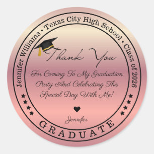 klas van 2026, afstudeer dank je wel roze metaalac ronde sticker