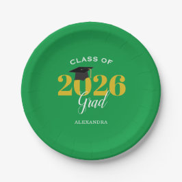 Klas van 2026 Afstudeerfeest Eenvoudig Groen en Go Papieren Bordje