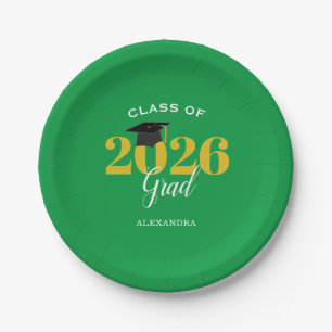 Klas van 2026 Afstudeerfeest Eenvoudig Groen en Go Papieren Bordje
