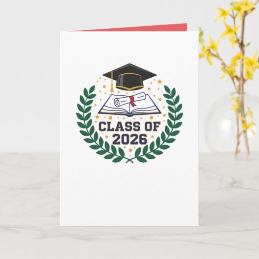 Klas van 2026 Afstudeerhoed Vouwbare Blanco Kaart (Gele Bloem)