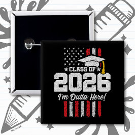 Klas van 2026 Afstudeerpretquote Gedecoreerde Vlag Vierkante Button 5,1 Cm