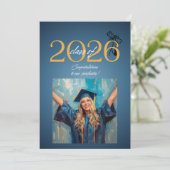Klas van 2026 Afstudeierfeest Modern Blauw & Kaart (Staand voorkant)