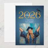 Klas van 2026 Afstudeierfeest Modern Blauw & Kaart (Voorkant / Achterkant)