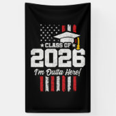 Klas van 2026 Afstuderen Amerikaanse Vlag Afgestud Spandoek (Verticaal)