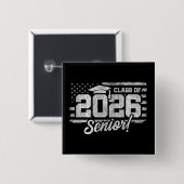Klas van 2026 Afstuderen Amerikaanse Vlag Senior 2 Vierkante Button 5,1 Cm (Voorkant /achterkant)