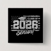 Klas van 2026 Afstuderen Amerikaanse Vlag Senior 2 Vierkante Button 5,1 Cm (Voorkant)