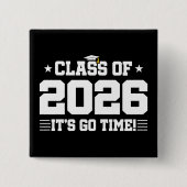 Klas van 2026 Afstuderen Het Is Tijd Varsity Afges Vierkante Button 5,1 Cm (Voorkant)