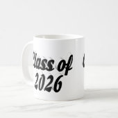 Klas van 2026 afstuderen in zwarte tekst koffiemok (Voorkant links)