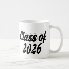 Klas van 2026 afstuderen in zwarte tekst koffiemok