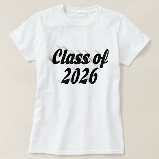 Klas van 2026 afstuderen in zwarte tekst t-shirt (Design voorkant)