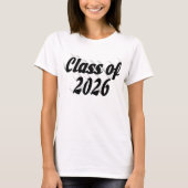 Klas van 2026 afstuderen in zwarte tekst t-shirt (Voorkant)