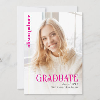 Klas van 2026 AFSTUDEREN minimalistische roze foto Aankondiging