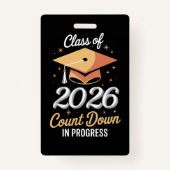 Klas van 2026 Aftellen in uitvoering Gepersonalise Badge (Voorkant)