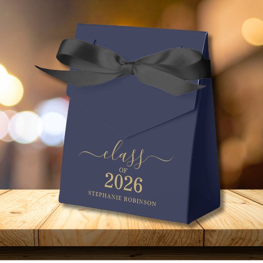 Klas van 2026 Blauw Goud Script Afstuderen Bedankdoosjes