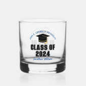 Klas van 2026 Blauwe Afstudeerceremonie Aangepaste Whisky Glas (Voorkant)