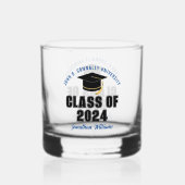 Klas van 2026 Blauwe Afstudeerceremonie Aangepaste Whisky Glas (Achterkant)