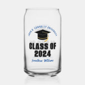 Klas van 2026 Blauwe Afstudeergeschenk Aangepaste  Blikvorm Glas (Achterkant)