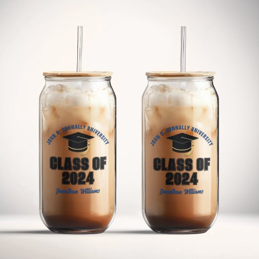 Klas van 2026 Blauwe Afstudeergeschenk Aangepaste  Blikvorm Glas