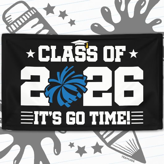 Klas van 2026 Blauwe Cheer Afstuderen Het Is Tijd Spandoek
