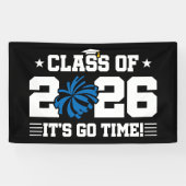 Klas van 2026 Blauwe Cheer Afstuderen Het Is Tijd Spandoek (Horizontaal)