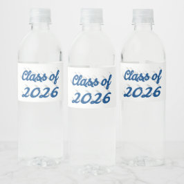 Klas van 2026 blauwe script afstudeerproject waterfles etiket
