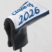Klas van 2026 blauwe script afstuderen golfheadcover (3/4 voorkant)