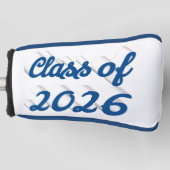Klas van 2026 blauwe script afstuderen golfheadcover (Voorkant)