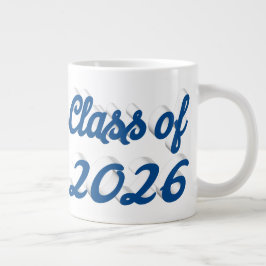Klas van 2026 blauwe script afstuderen grote koffiekop
