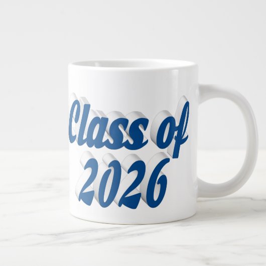 Klas van 2026 blauwe tekst afstuderen grote koffiekop (Rechts)