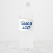 Klas van 2026 blauwe tekst afstuderen waterfles etiket (Voorkant)
