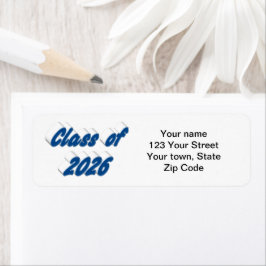 Klas van 2026 blauwe typografie afstuderen etiket