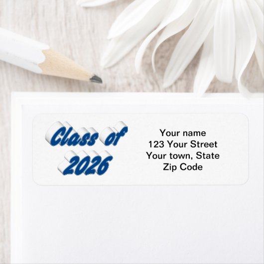 Klas van 2026 blauwe typografie afstuderen etiket (Insitu)