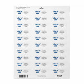 Klas van 2026 blauwe typografie afstuderen etiket (Full Sheet)