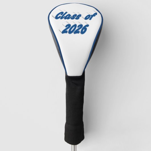 Klas van 2026 blauwe typografie afstuderen  golfheadcover (Voorkant)