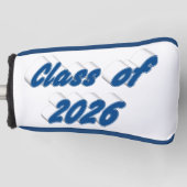 Klas van 2026 blauwe typografie afstuderen  golfheadcover (Voorkant)