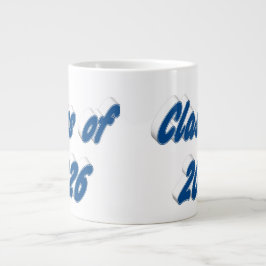 Klas van 2026 blauwe typografie afstuderen grote koffiekop