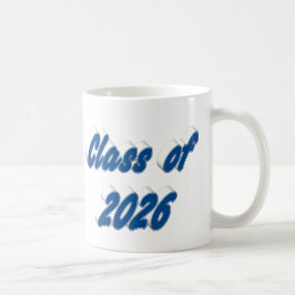 Klas van 2026 blauwe typografie afstuderen koffiemok