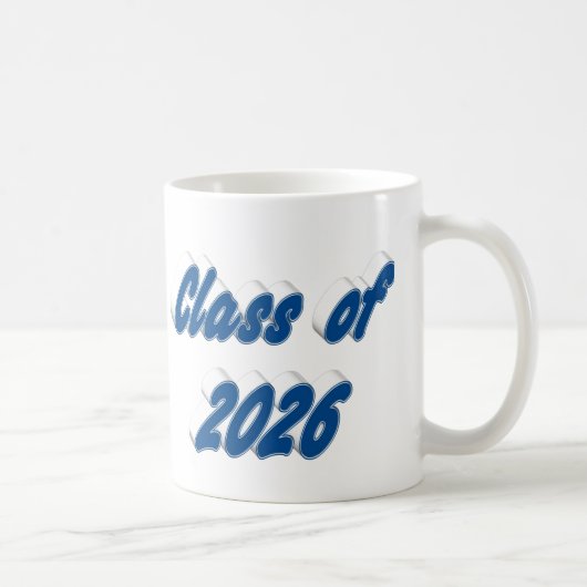 Klas van 2026 blauwe typografie afstuderen koffiemok (Rechts)