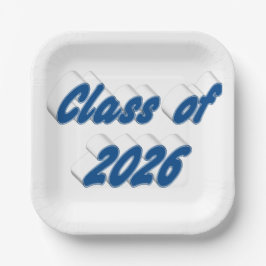 Klas van 2026 blauwe typografie afstuderen  papieren bordje