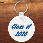 Klas van 2026 blauwe typografie afstuderen sleutelhanger (Voorkant)