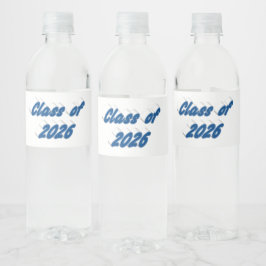 Klas van 2026 blauwe typografie afstuderen  waterfles etiket