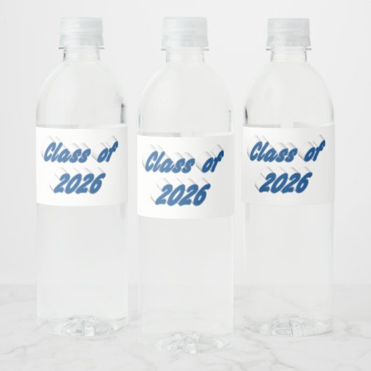 Klas van 2026 blauwe typografie afstuderen waterfles etiket (Flessen)