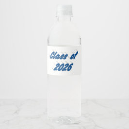 Klas van 2026 blauwe typografie afstuderen  waterfles etiket