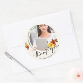 Klas van 2026 Bloemenfoto Afstudeer Bedankt Ronde Sticker