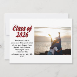 Klas van 2026 bordeauxrode tekst afstudeerfoto kaart